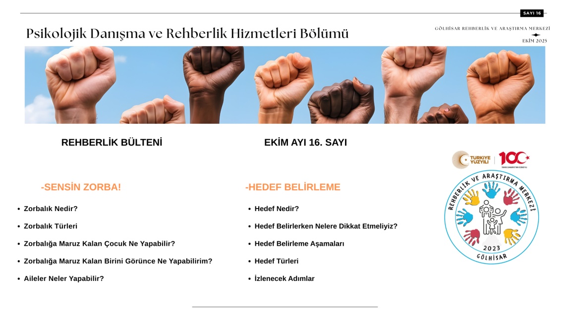 Ekim Rehberlik Bülteni: Sensin Zorba!!!, Hedef Belirleme